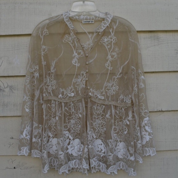 Vivienne Tam Tops - Vivienne tam lace embroidered top